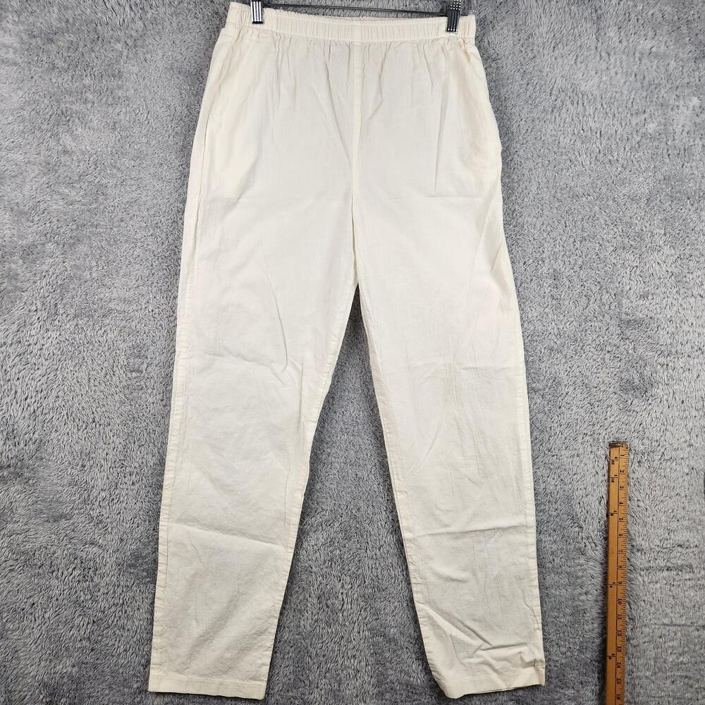 Vintage 80s 90s Pants Womens Medium White Straight Khakis Boho Minimalist USA